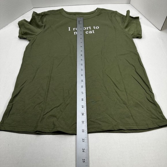 Zoe And Liv Women's Size Med I Report To My Cat Short Sleeve Tee Shirt Green New - Picture 10 of 11